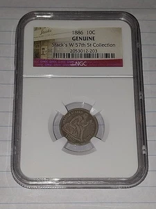 1886 10C Stack's W 57th St Collection NGC Genuine - Imagen 1 de 2