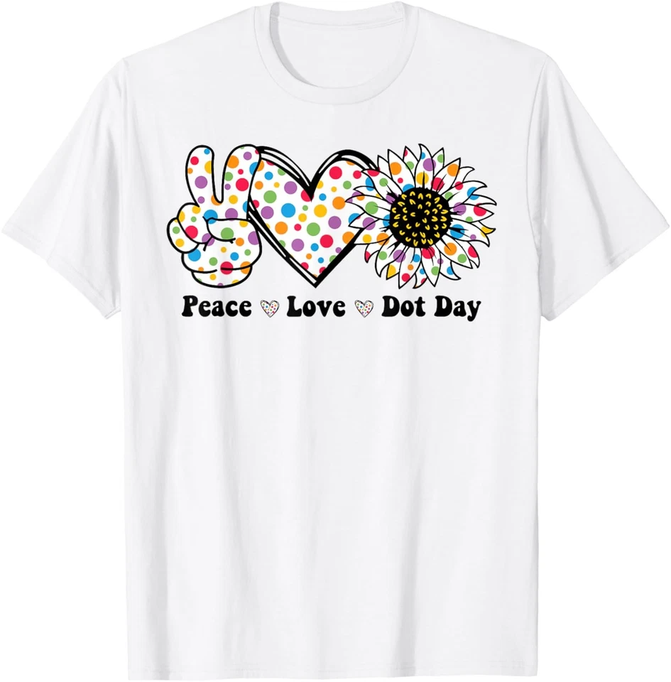 Camiseta Unisex Peace Love Dot Day Colorida Lunares Feliz Día Foto 1 de 1