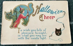 Halloween Postcard Girl With Candle - Picture 1 of 5