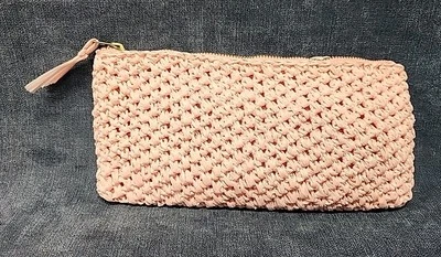 H. A. & E Smith Bermudas Tejido Yute Rosa Bolso sin asas Bolso de mano Italia Años 70 mAAB Foto 1 de 4