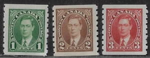 Canada Coil Stamps — Set of 3 — 1937, King George VI #238-240 MNH/MH Ref. 1911 - Picture 1 of 2