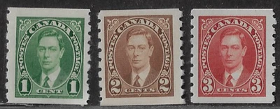 Canada Coil Stamps — Set of 3 — 1937, King George VI #238-240 MNH/MH Ref. 1911 - Image 1 of 2