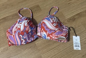Shade & Shore Damen-Bikinioberteil 36C rosa Paisley Schlüsselloch leicht gefüttert neu mit Etikett - Bild 1 von 4