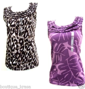 Neu mit Etikett Ann Taylor Stricktop gerafft Rundhals Baumwollmischung maschinenwaschbar Druck - Bild 1 von 8