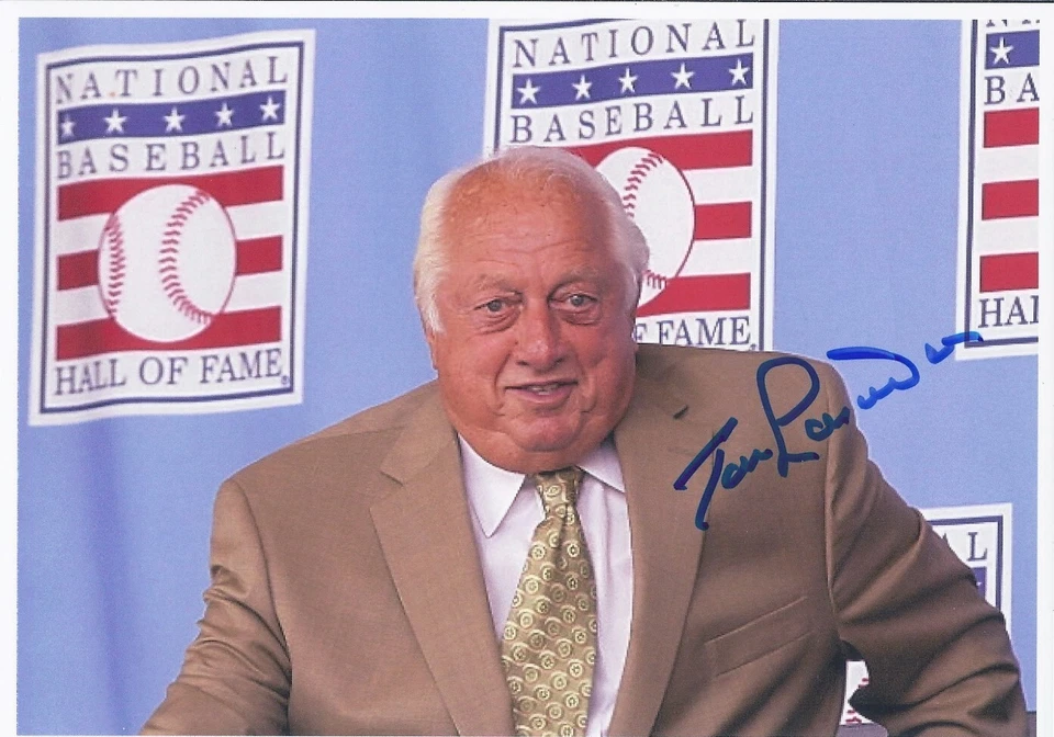 TOMMY LASORDA SIGNED 5x7 Color PHOTO Baseball HOF - Image 1 of 1