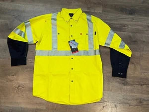 Ariat FR Hi-Vis Cat 2 Yellow Long Sleeve Flame Resistant Shirt Men's size XL - Picture 1 of 10