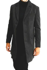 Cappotto corto uomo cappotto di lana antracite con fodera trapuntata classica taglia XL - Foto 1 di 4
