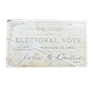 1889 Count of the Electoral Vote Ticket Grover Cleveland vs. Benjamin Harrison - Picture 1 of 4
