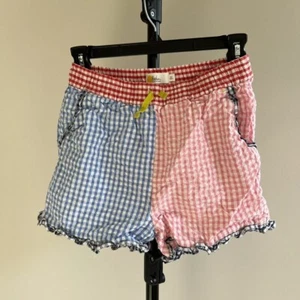 NWOT Mini Boden multi-color gingham seersucker ruffle drawstring youth shorts 13 - Picture 1 of 5