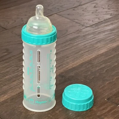 De colección Playtex Drop Ins Biberón Verde 8 OZ Con Tapa Anillo Silicona Pezón Lento Foto 1 de 4