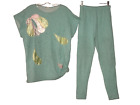 Vintage 80's Green 2 Piece Set Shirt and Pants Size S/M Patches