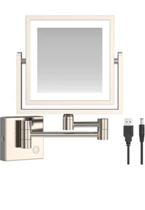 Reckodor Nickel Quality Touch Bathroom Wall Mounted Make Up Mirror LED 1x/3x - Picture 1 of 5