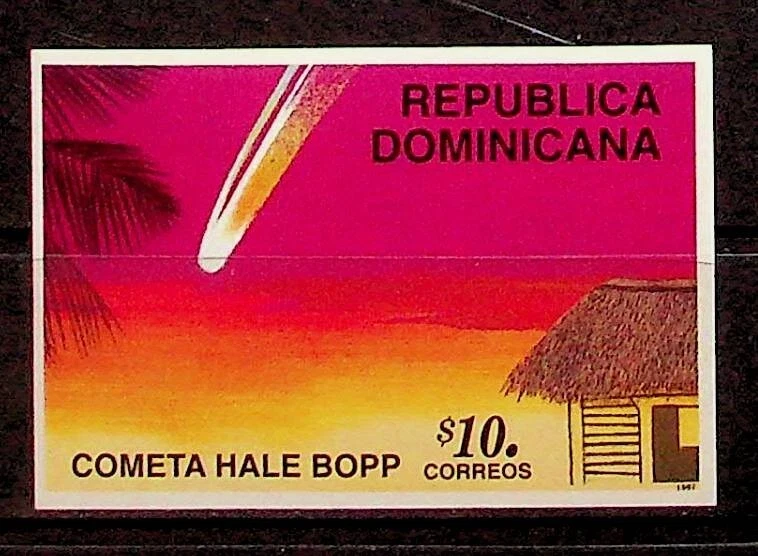 DOMINICAN REP. Sc 1248 NH SOUVENIR SHEET OF 1997 - SPACE - HALLEY'S COMET - Image 1 of 1