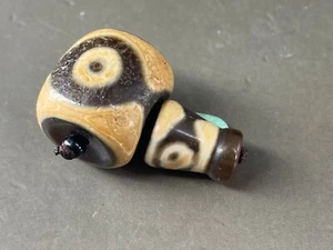 Rare Tibetan Very Old Agate Dzi 3 EyesTee Bead - Picture 1 of 7