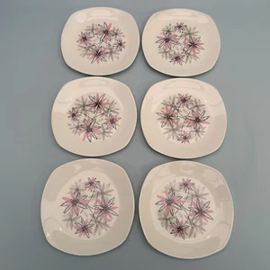 Vintage Midwinter Modern Pink Alpine Side Plates x 6 Fashion Shape 60's Retro - Picture 1 of 13