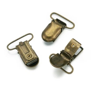 40pcs 1” Antique Bronze Pacifier Suspender Clips Square Toy Bib Fasteners Strap - Picture 1 of 7