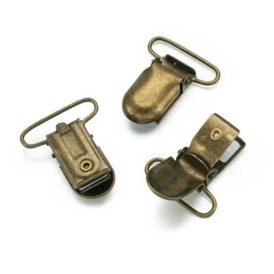 40pcs 1” Antique Bronze Pacifier Suspender Clips Square Toy Bib Fasteners Strap - Image 1 of 4