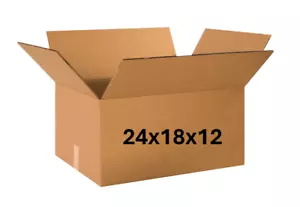 24" x 18" x 12" CARDBOARD BOX - 200 lb - 10 BOX BUNDLE - Picture 1 of 3