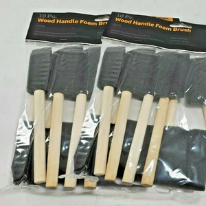 2pk - 10 Count Wood Handle Foam Brush Set - Includes 1", 2", 3", & 4"  - Picture 1 of 4