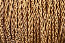 1 METER OLD GOLD SILK COVER 3 CORE LIGHT FLEX WIRE BRAIDED TWISTED LAMP CORD B16