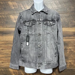 New LIVERPOOL Denim Jacket Classic Trucker Jean Charcoal Small Preppy Retail 109 - Picture 1 of 18