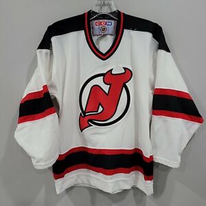 Vintage 90s CCM  NHL New Jersey Devils White Hockey Jersey Youth L XL Sewn