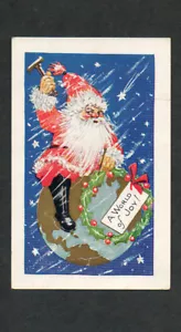 1932 Natale Cartolina in rilievo Babbo Natale Martello Corona Mondo VG Spedita WI a IN - Foto 1 di 2