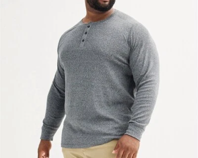 ¡NUEVO! Camisa Henley Para Hombre APT.9 Premier Flex Tejida Brezo Gris Jaspe Talla 2XB Foto 1 de 4