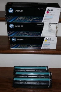 ** EMPTY** HP Printer Cartridges 206A Yellow, Magenta and Blue with Boxes - Zdjęcie 1 z 3
