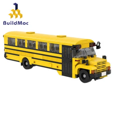 MOC Yellow School Bus Model Vehicles Collection Building Block Toy Gift for Kids - Image 1 of 4