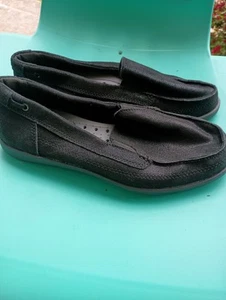 Mocassini comodi Crocs Walu 14391 donna 8 tela nera scarpe da barca basse - Foto 1 di 7
