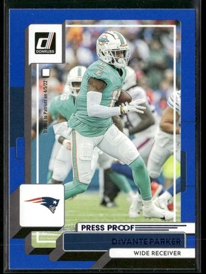 2022 Donruss #122 DeVante Parker Blue Press Proof New England Patriots - Image 1 of 2