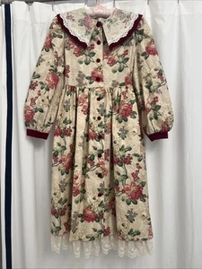 Vintage New York Bonnie Jean Girls Size 12.5 Dress Floral, Lace, Prairie - Picture 1 of 22