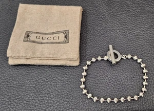 Gucci 925 Sterling Silver Boule Chain Toggle Bracelet 15.7 Grams | 8" Length - Picture 1 of 12