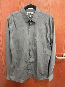 NWT Express Men’s 1MX Button Up Shirt Size Large 16-16.5 Gray Business Dress - Picture 1 of 8