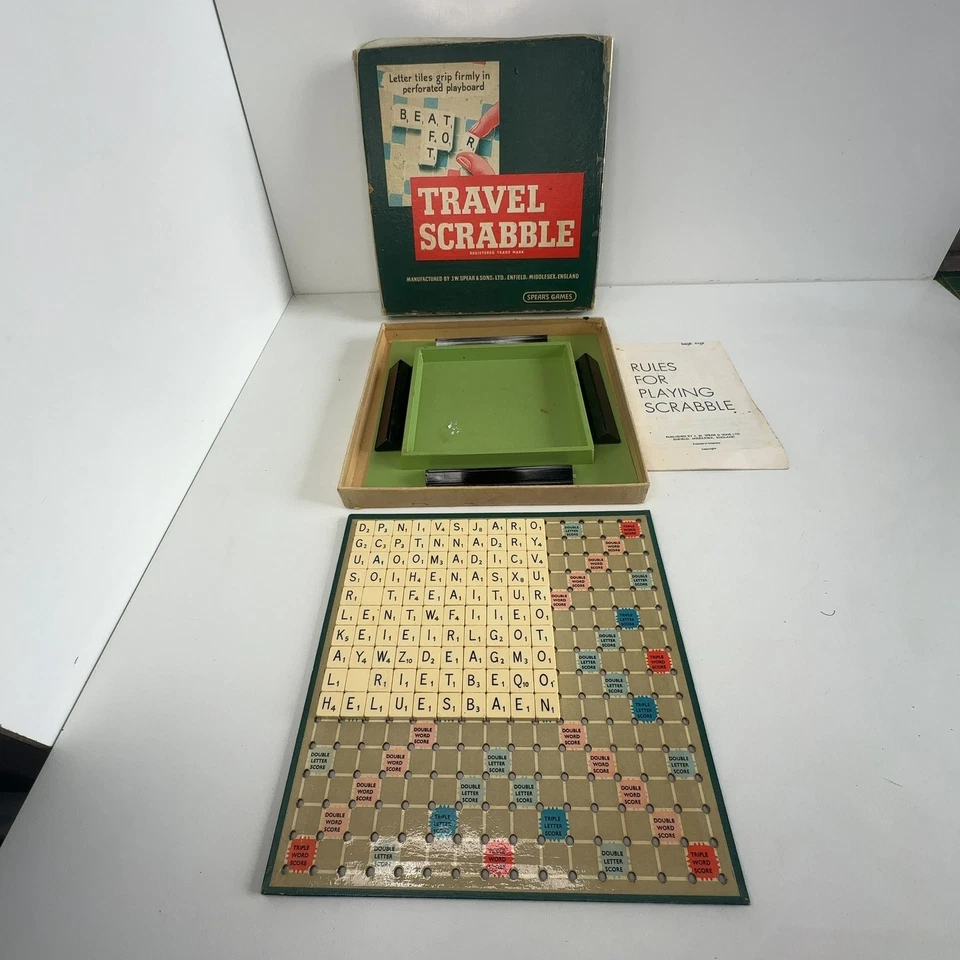 Travel Scrabble Board Game by Spears Games Vintage Complete Set - Image 1 of 4