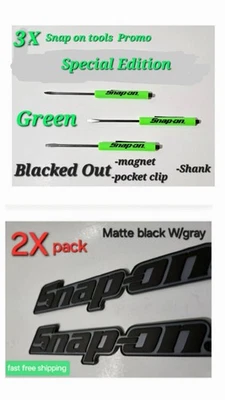 2PK SNAP ON TOOL BOX LOGO EMBLEM MATTE BLACK Plastic Badge Decal 8"+3 BLKOUT DRV - Image 1 of 4