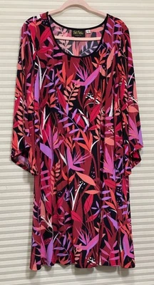 Bob Mackie 2X Burgundy Purple Art to Wear Stretch Fit Flare Knee Lngth Dress EUC - Image 1 of 4