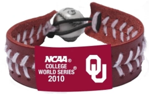 OKLAHOMA SOONERS RED  CWS NCAA BASEBALL BRACELET LEATHER NEW Cover