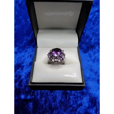 винтажный seta серебро 925 лаванда кубический цирконий в окружении прозрачных кристаллов r - Изображение 1 из 4