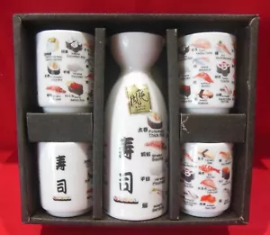 Kafuh Japan Kanji 5 Piece Porcelain Sake Set Sushi & Sashimi NIB - Picture 1 of 18