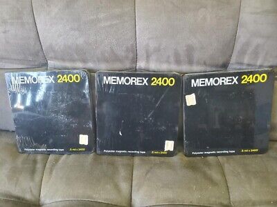 3 PCS NEW SEALED MEMOREX 2400 Polyester Magnetic Recording Tapes Plastic Boxes • 45.13€