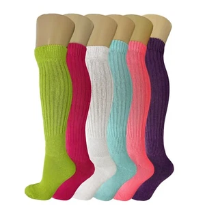 6er-Pack Slouch Socken Baumwolle bunt schwer knielang knielang Knirschsocken Größe 9-11 - Bild 1 von 46