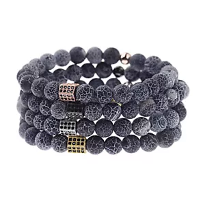 8mm Weathering Lava Bracelets CZ Copper Micro Pave Hexagonal Healing Bracelet - Bild 1 von 28