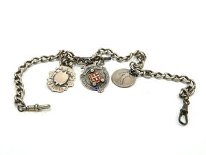 925 Silver Albert Watch Chain - Wolverhampton West End League - 1911 - 73g - Picture 1 of 11