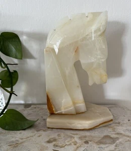 RARE Vintage Hand Carved Onyx Decorative Ornament Statue HORSE Head - Picture 1 of 12
