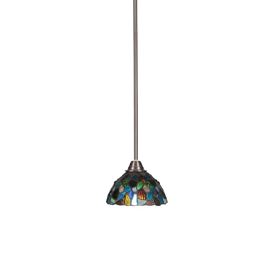 Toltec Paramount 1 Light Mini Pendant, Nickel, 7" Blue Mosaic Art - 3401-BN-9955 - Image 1 of 1