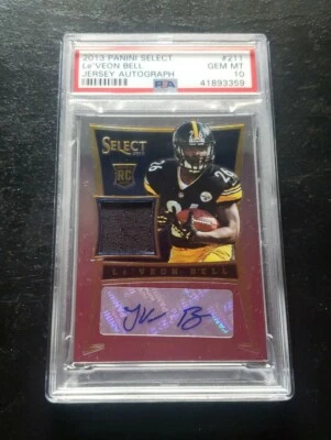 2013 LE'VEON BELL PANINI SELECT JERSEY AUTO RC /499 PSA 10 #211 CHIEFS - Image 1 of 3