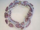 Layered AMETHYST LAVENDER JADE & FRESHWATER PEARL Multi-Strand CASCADE NECKLACE