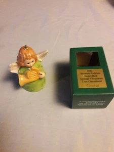 Goebel Hummel Germany Angel Bell Ornament 7th Edition 1982 Green Dress Porcelain - Picture 1 of 4